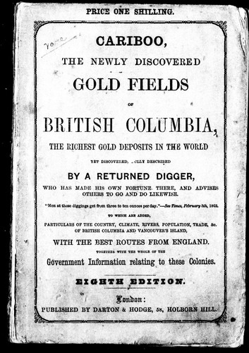 Cover for Cariboo, the newly discovered gold fields of British Columbia