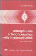 Cover for Antroponimia e toponomastica nelle lingue neolatine
