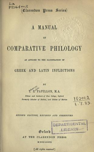 Cover for A manual of comparative philology