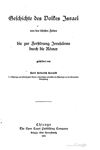 Cover for Geschichte des volkes Israel von den ältesten zeiten bis zur zerstörung Jerusalems durch die Römer