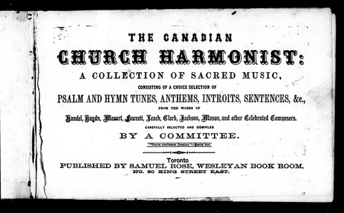Cover for The Canadian church harmonist