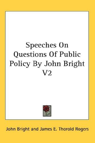 Cover for Speeches On Questions Of Public Policy By John Bright V2