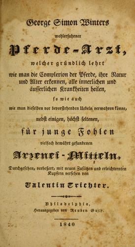 Cover for George Simon Winters Wohlerfahrner Pferde-Arzt