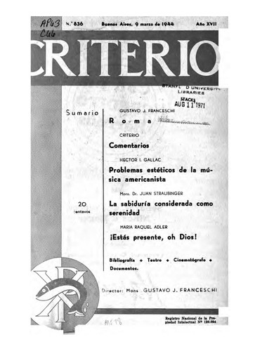 Cover for Criterio