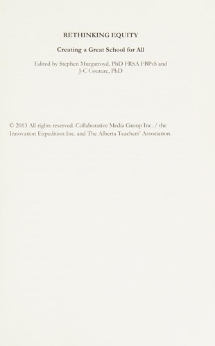 Cover for Rethinking Equity - Creating a Great School for All