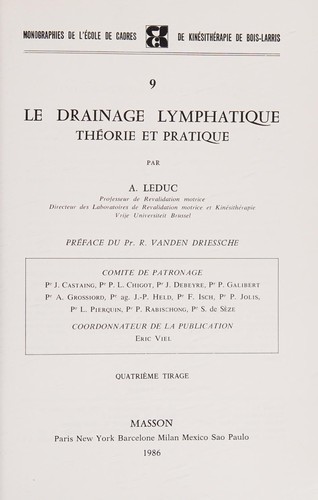 Cover for Le drainage lymphatique
