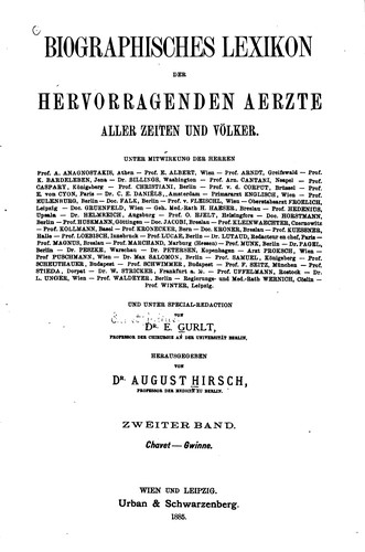 Cover for Biographisches lexikon der hervorragenden aerzte aller zeiten und völker ...
