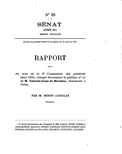 Cover for Rapport fait au nom de la 3e commission des pétitions (mars 1910), chargée d ...