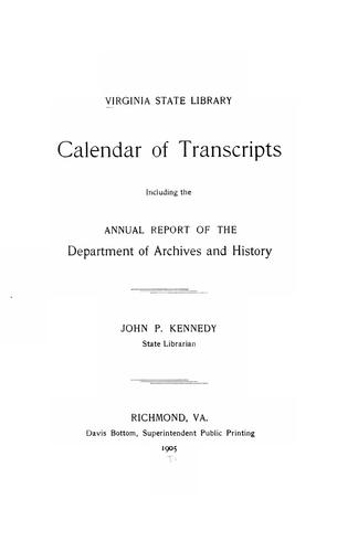 Cover for Calendar of transcripts