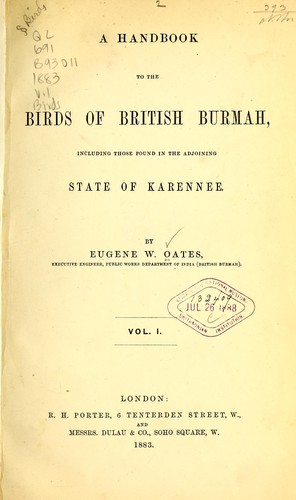Cover for A handbook to the birds of British Burmah