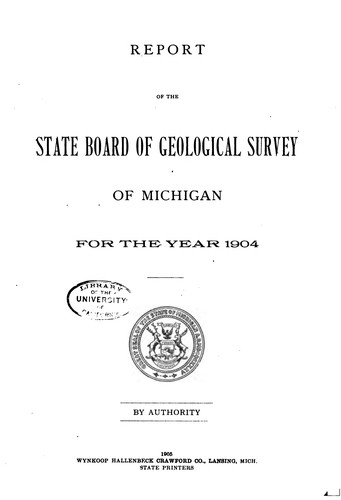 Cover for Report of the State Board of Geological Survey for the Year ...