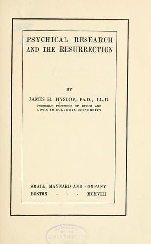 Cover for Psychical research and the resurrection