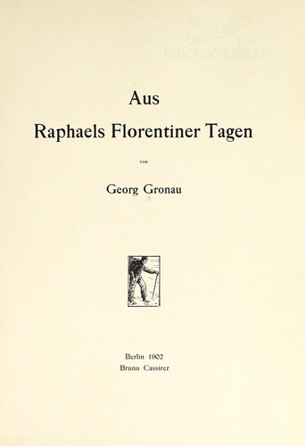 Cover for Aus Raphaels Florentiner tagen