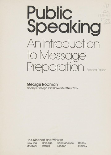 Cover for Public speaking