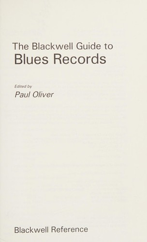 Cover for The Blackwell guide to blues records