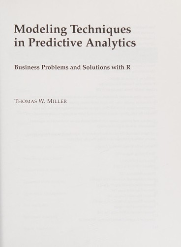 Cover for Modeling Techniques in Predictive Analytics