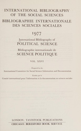 Cover for International bibliography of political science