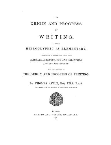 Cover for The origin and progress of writing