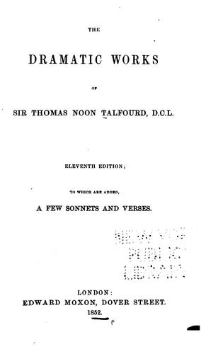 Cover for The Dramatic Works of Sir Thomas Noon Talfourd