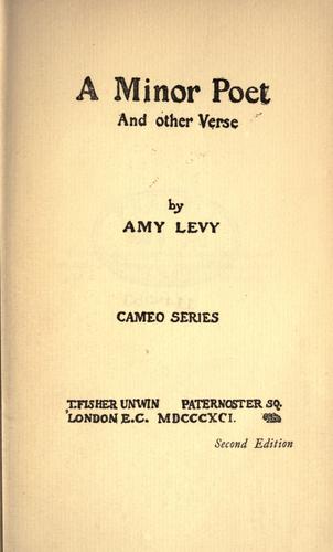 Cover for A minor poet, and other verse.