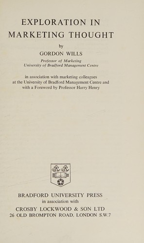 Cover for Exploration in marketing thought