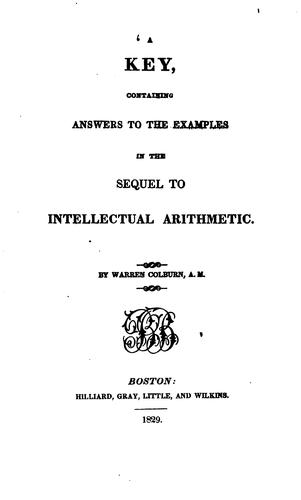 Cover for A Key Containing the Answers to the Examples in the Introduction to Algebra ...