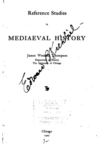 Cover for Reference studies in mediaeval history.