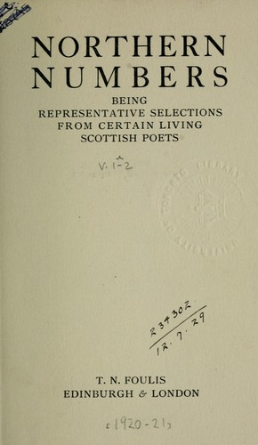Cover for Northern numbers, being representative selections from certain living Scottish poets