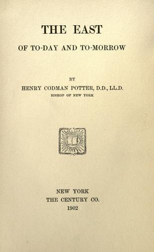 Cover for The East of to-day and to-morrow