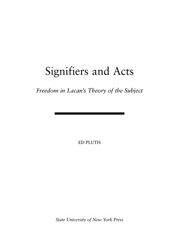 Cover for Signifiers and acts