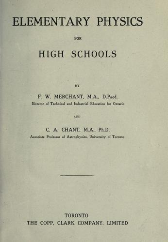 Cover for Elementary physics for high schools