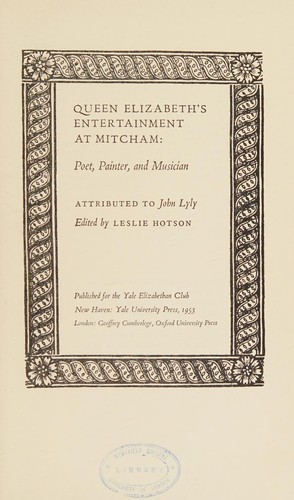 Cover for Queen Elizabeth's entertainment at Mitcham