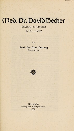 Cover for Med. Dr. David Becher