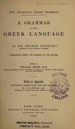 Cover for A grammar of the Greek language