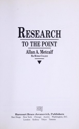 Cover for Research to the point