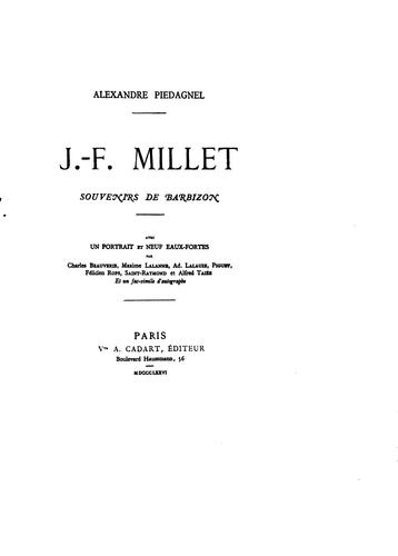 Cover for J.-F. Millet: souvenirs de Barbizon