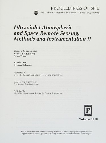 Cover for Ultraviolet atmospheric and space remote sensing