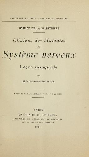 Cover for Clinique des maladies du système nerveux