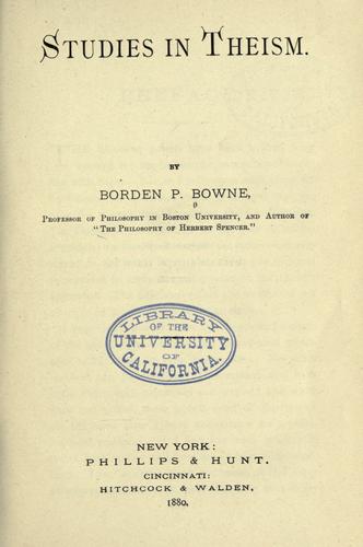 Cover for Studies in theism.