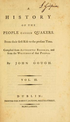 Cover for A history of the people called Quakers
