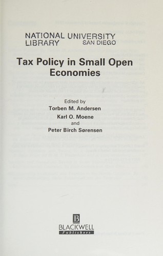 Cover for Tax Policy in Small Open Economies (Scandinavian Journal of Economics)