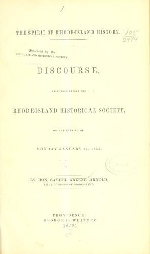 Cover for The spirit of Rhode Island history