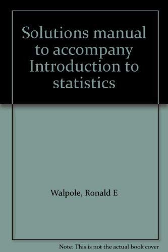 Cover for Solutions manual to accompany Introduction to statistics