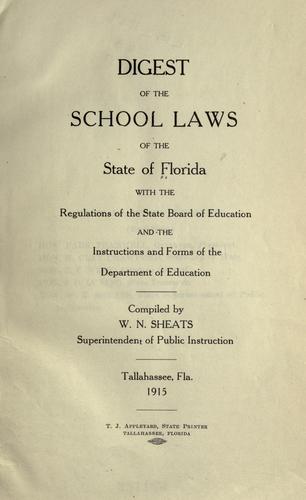 Cover for Digest of the school laws of the state of Florida