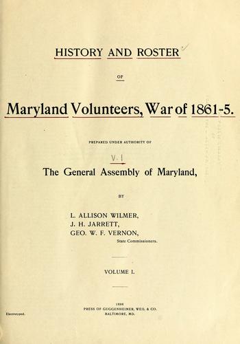 Cover for History and roster of Maryland volunteers, war of 1861-5.