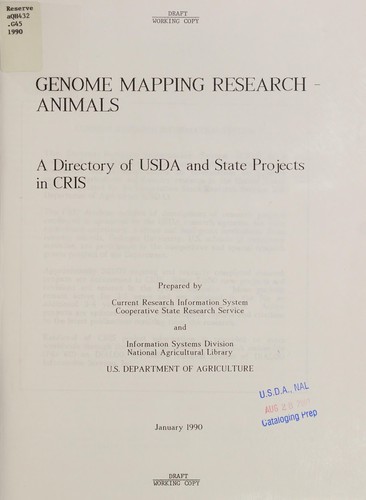 Cover for Genome mapping research--animals