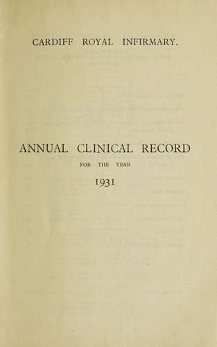 Cover for Annual clinical record
