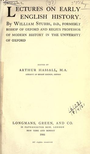 Cover for Lectures on early English history