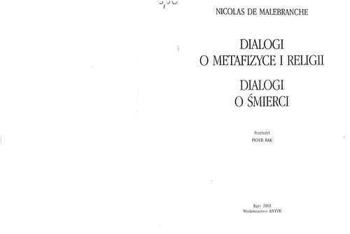 Cover for Dialogi o metafizyce i religii