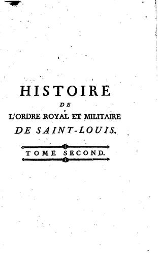 Cover for Histoire de l'Ordre royal et militaire de Saint-Louis